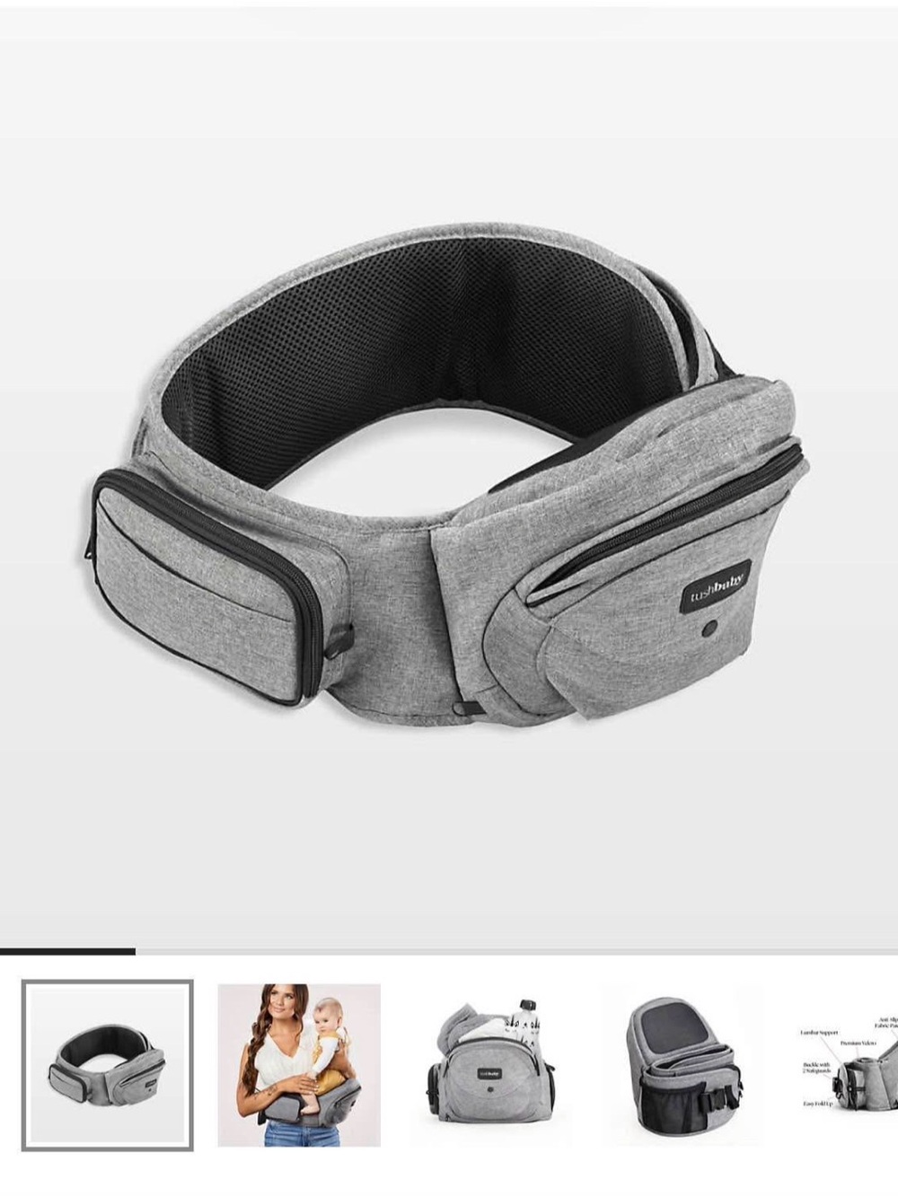 TushBaby Hip Carrier (Gray)